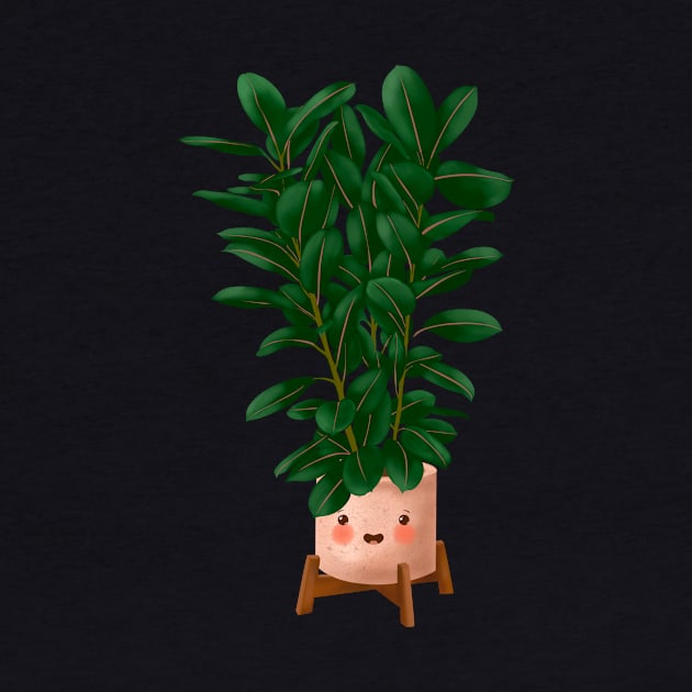 Cute Plant Illustration, Ficus Elastica Illustration by Gush Art Studio 1